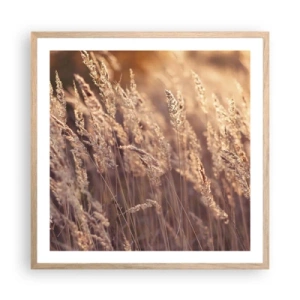 Plakat i ramme af lyst egetræ - Klar til at byde efteråret velkommen - 60x60 cm