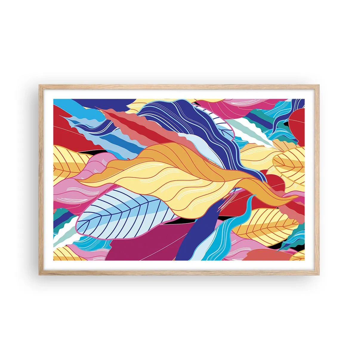 Plakat i ramme af lyst egetræ - Et farverigt rod - 91x61 cm
