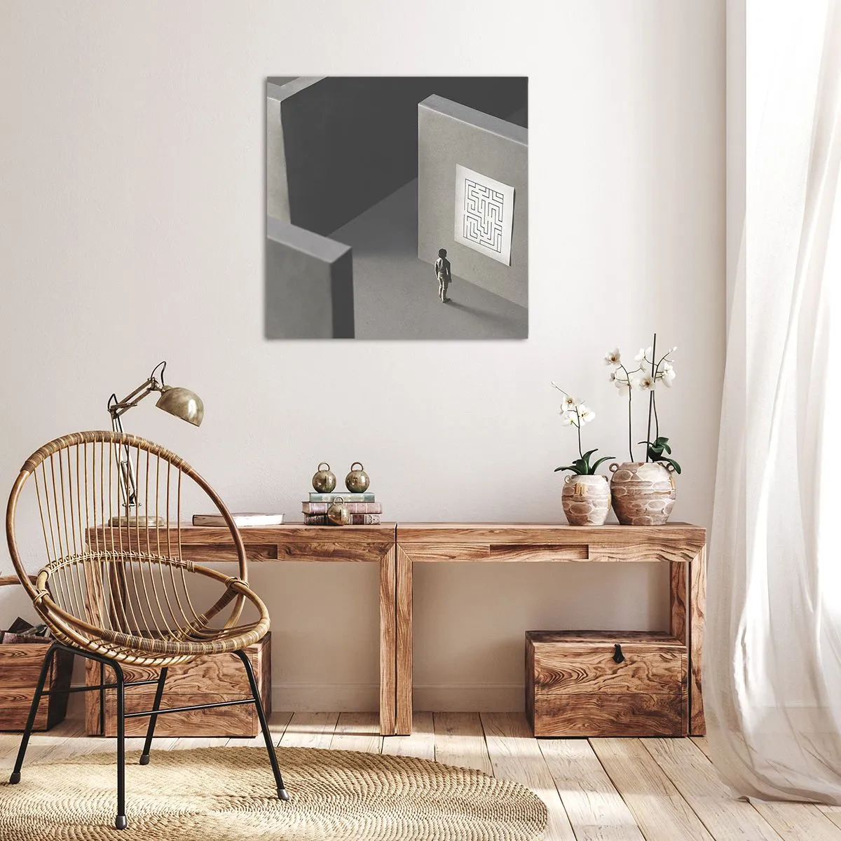 Lærredstryk - Billede på lærred - Men hvor er jeg? - 50x50 cm