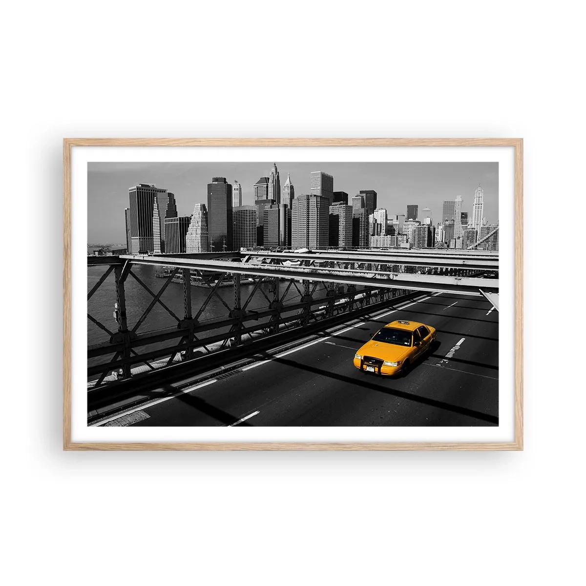 Plakat i ramme af lyst egetræ - Storbyens farve - 91x61 cm