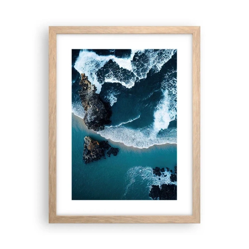 Plakat i ramme af lyst egetræ - Svøbt i bølger - 30x40 cm