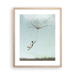 Plakat i ramme af lyst egetræ - Drager, blæsere, vind - 40x50 cm