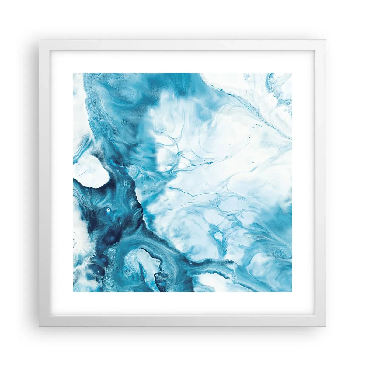 Plakat i hvid ramme - Blå koncert - 40x40 cm