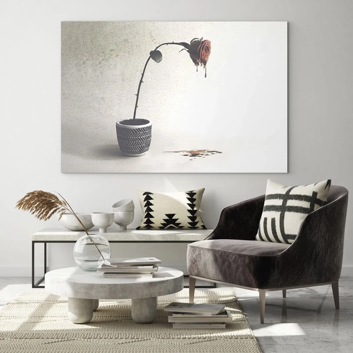 Billede på glas - Rosa dolorosa - 120x80 cm