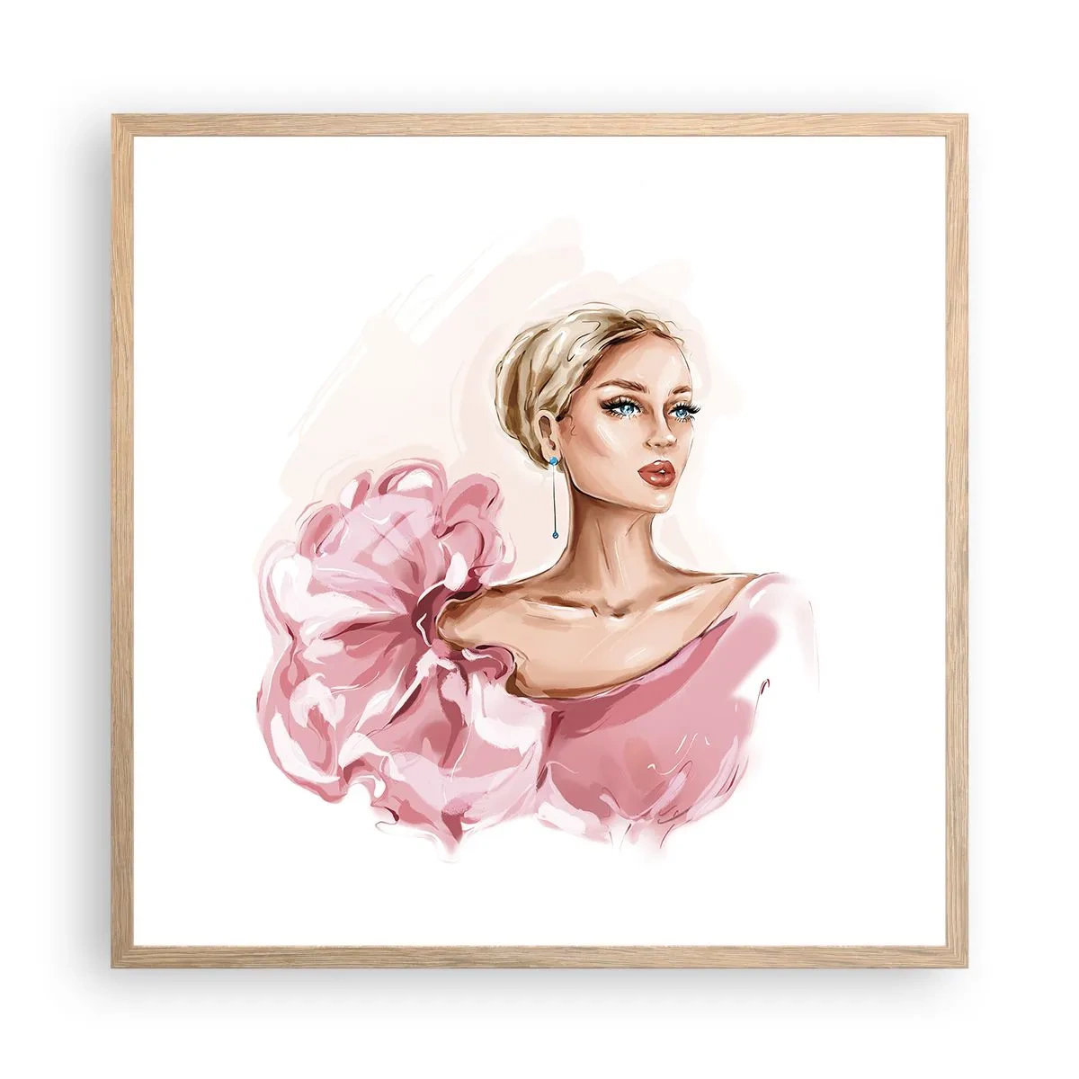 Plakat i ramme af lyst egetræ - Som malet... - 60x60 cm