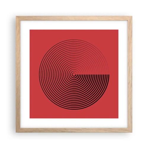 Plakat i ramme af lyst egetræ - Cirkulær bevægelse - 40x40 cm