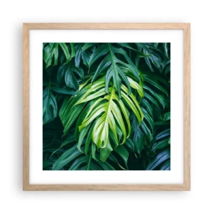 Plakat i ramme af lyst egetræ - Fordyb dig i friskhed - 40x40 cm