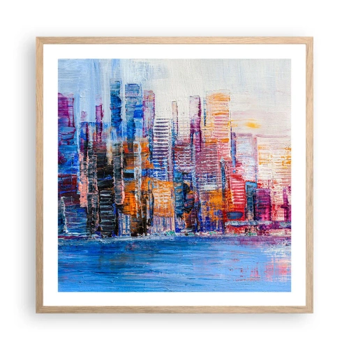 Plakat i ramme af lyst egetræ - En glad metropol - 60x60 cm