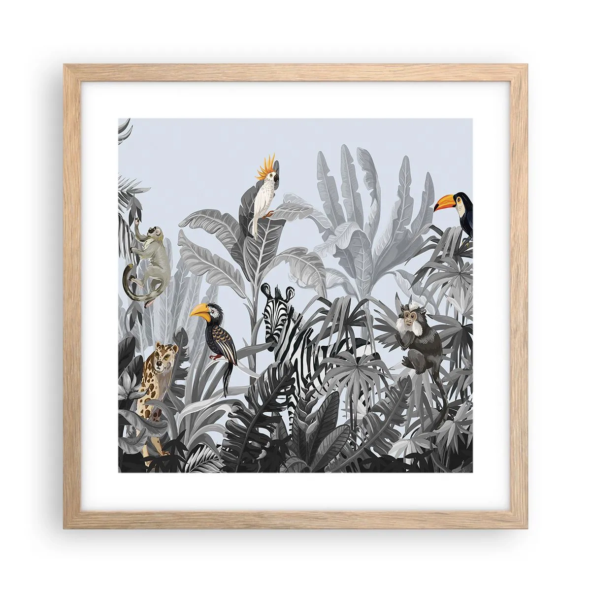 Plakat i ramme af lyst egetræ - En afrikansk fabel - 40x40 cm