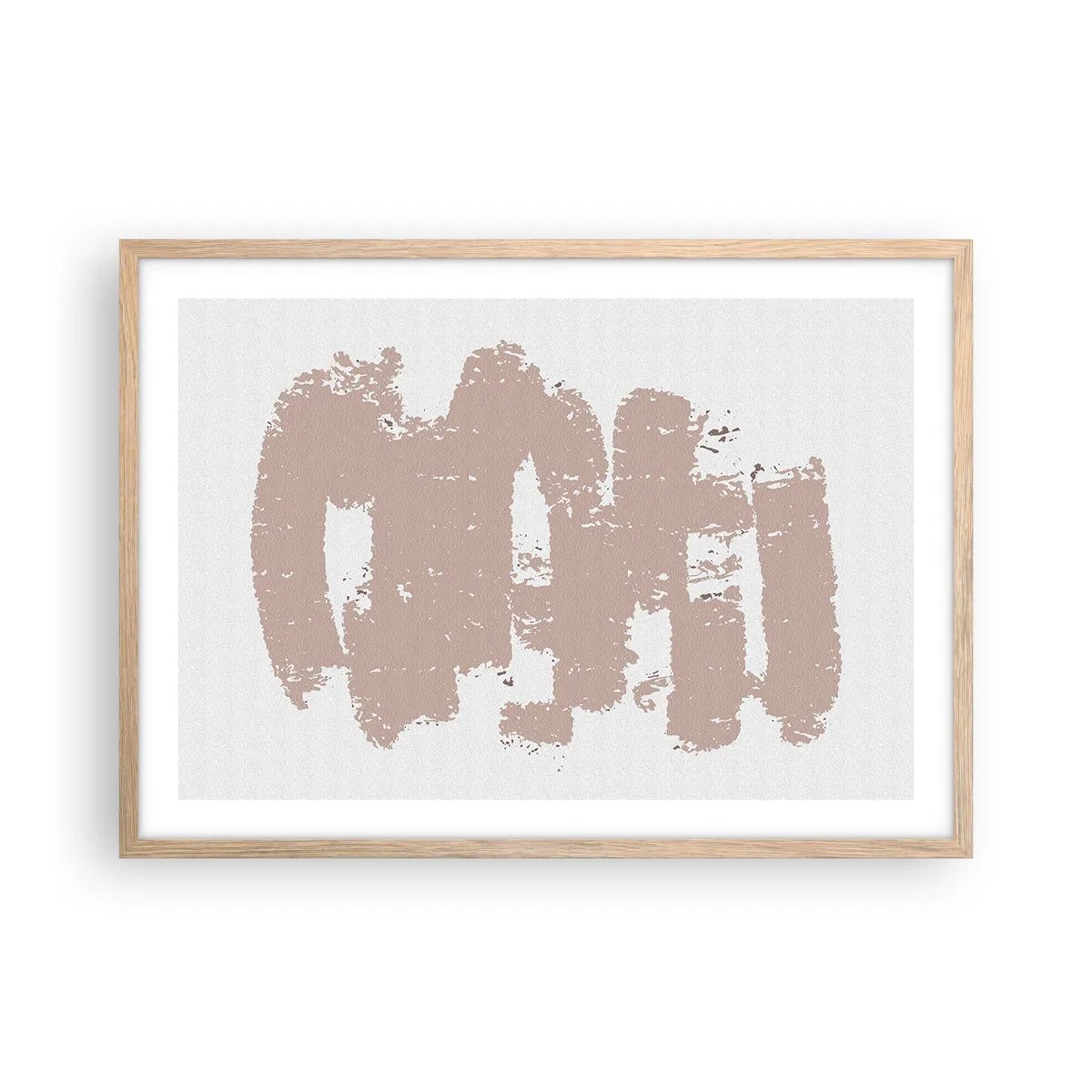 Plakat i ramme af lyst egetræ - Abstraktion i sart rosa - 70x50 cm