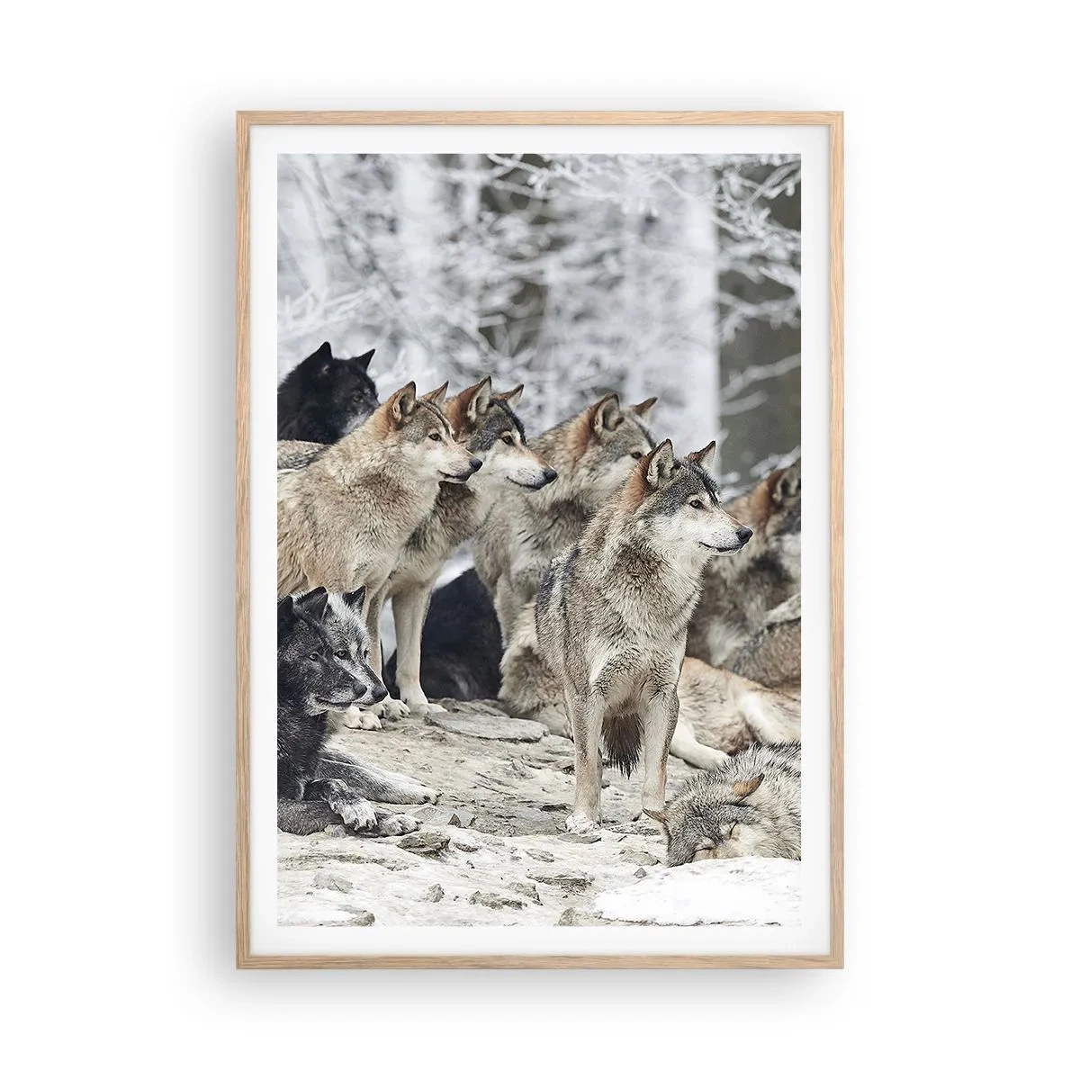 Plakat i ramme af lyst egetræ - Familie og venner - 70x100 cm