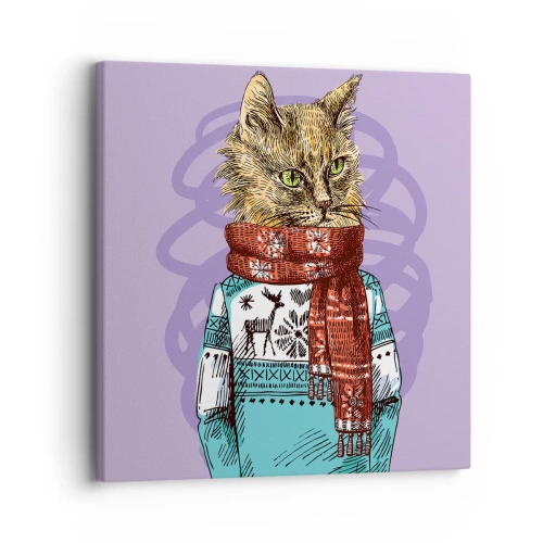 Lærredstryk - Billede på lærred - En kat ikke kun i sko - 30x30 cm