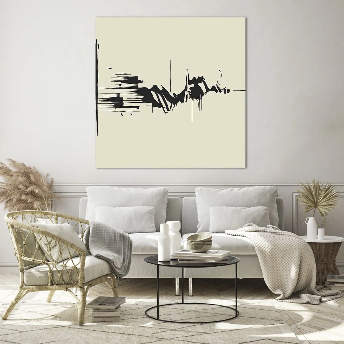 Billede på glas - Skyndsom abstraktion - 60x60 cm