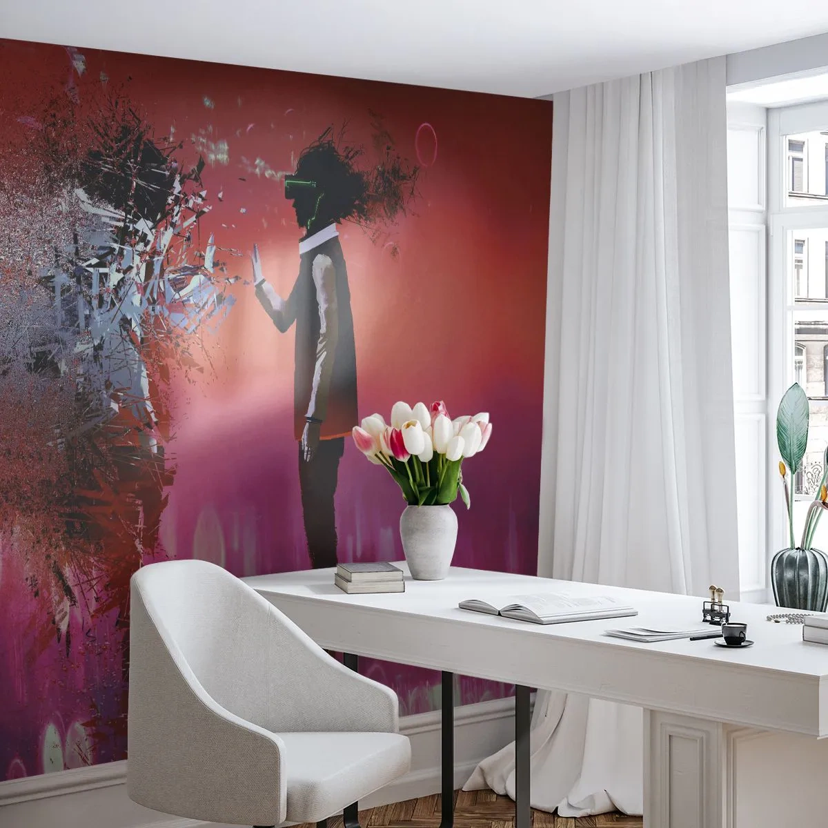 Fototapet Selvklæbende Deluxe Sticker - Er det muligt at se ind i sig selv? - Abstraktion, Stykke, Mennesker - 300x210 cm