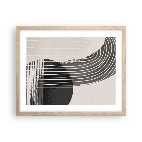 Plakat i ramme af lyst egetræ - Derhen og tilbage - 50x40 cm