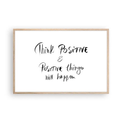 Plakat i ramme af lyst egetræ - Hvordan skal man leve? - 91x61 cm