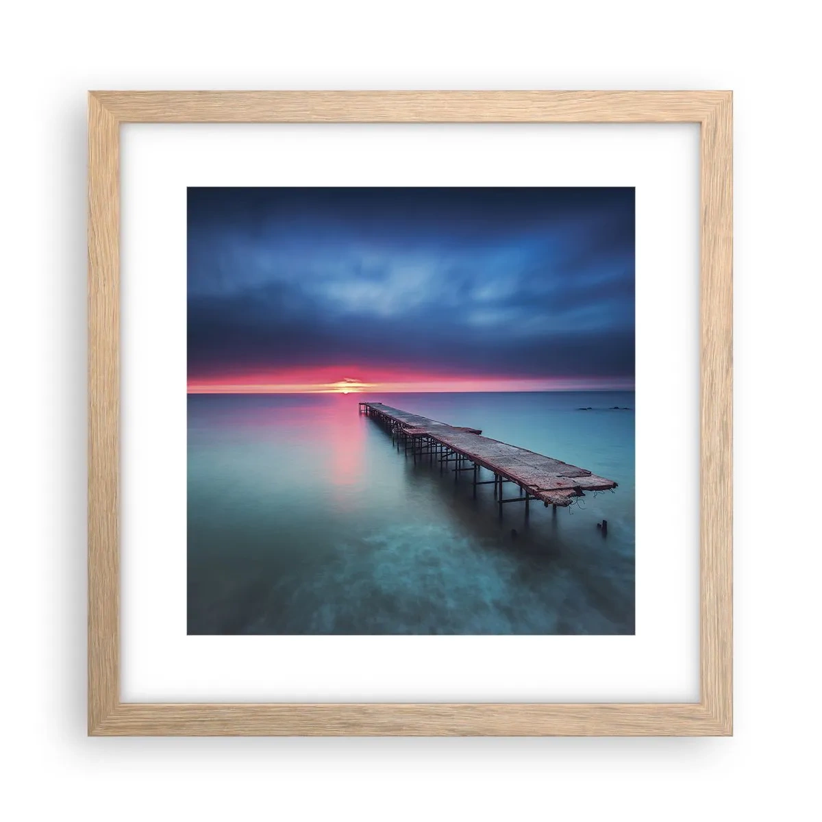 Plakat i ramme af lyst egetræ - Mellem himmel og jord - 30x30 cm