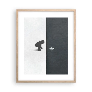 Plakat i ramme af lyst egetræ - Stor ekspedition - 40x50 cm