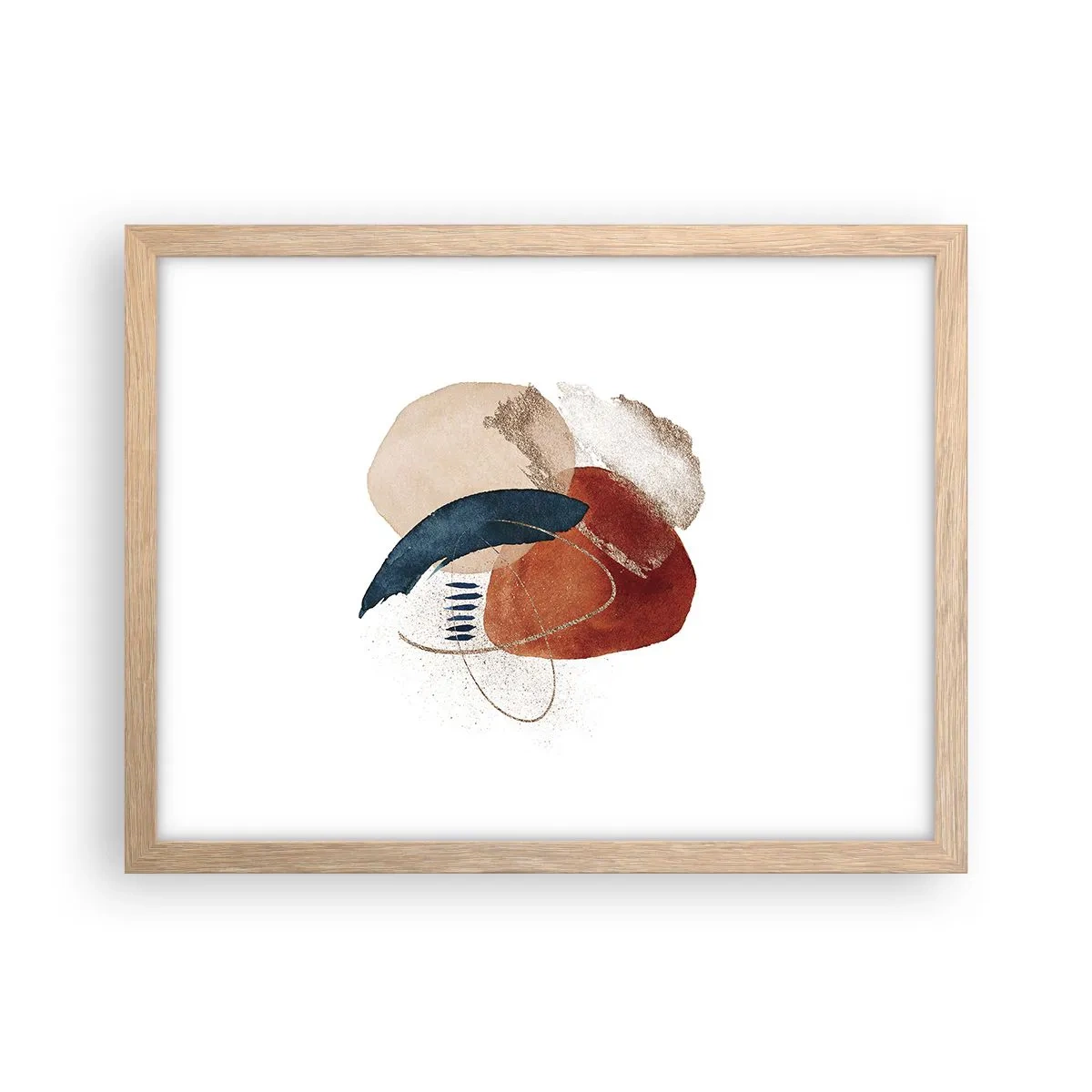 Plakat i ramme af lyst egetræ - Oval sammensætning - 40x30 cm