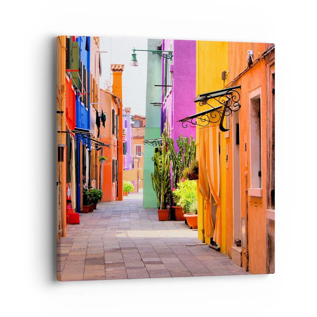 Lærredstryk - Billede på lærred - Regnbue gyde - 40x40 cm