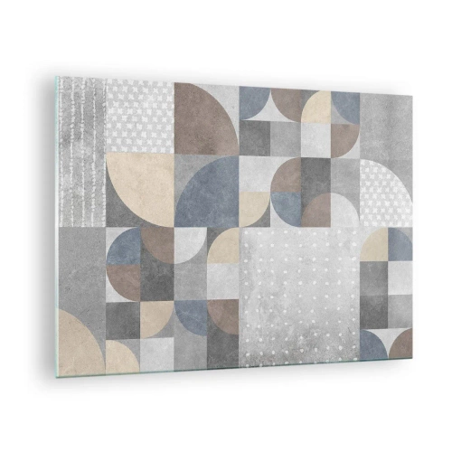 Billede på glas - Abstrakt geometrisk komposition med forskellige former og gråtoner. - 70x50cm - Keramisk fantasi - Moderne vægdekoration til stue og soveværelse ARTTOR