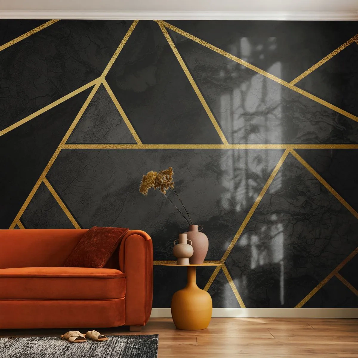 Fototapet Premium Canvas - Mørke og lys - Abstraktion, Stykke, Moderne mønster - 200x140 cm