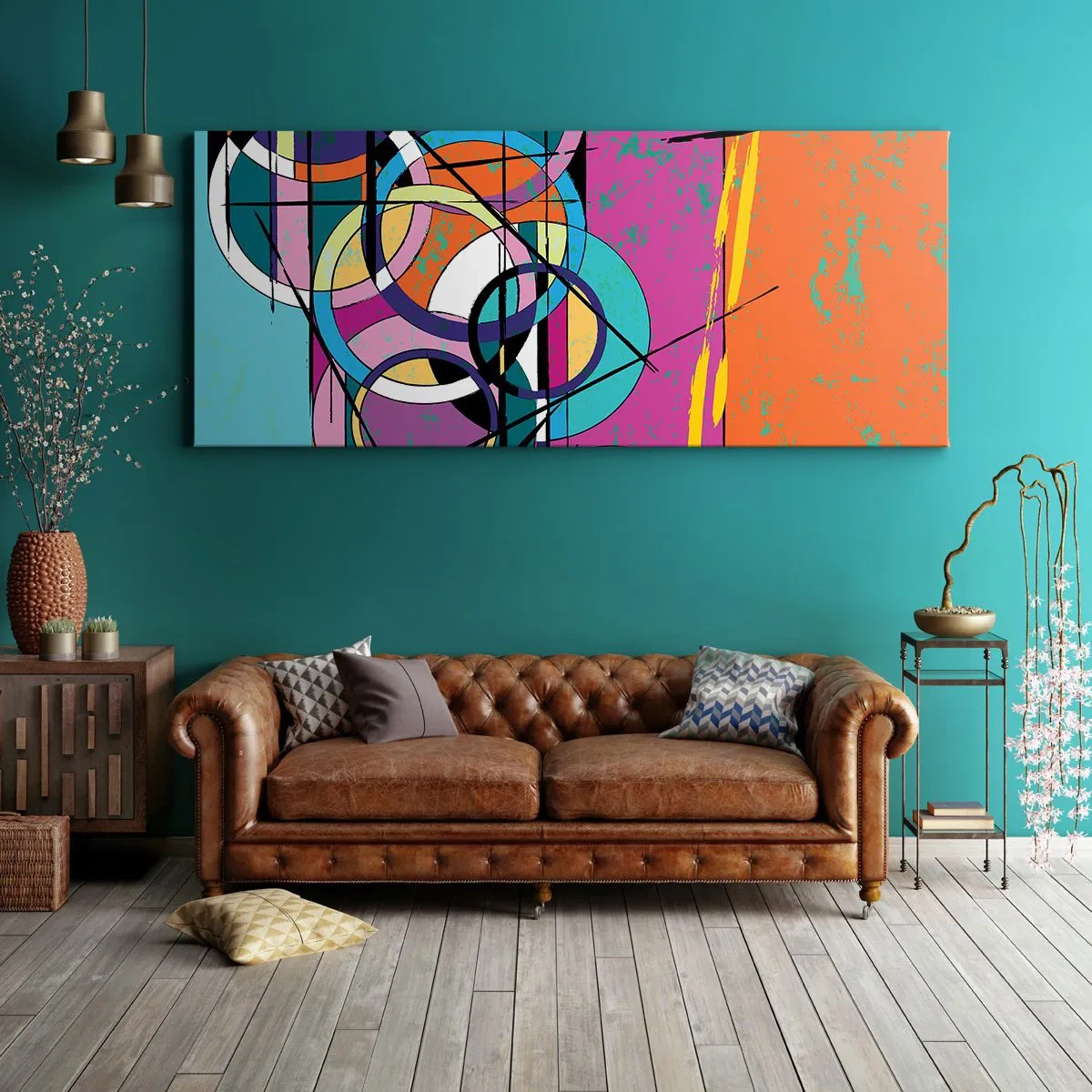 Lærredstryk - Billede på lærred - Hjul for hjul - 100x40 cm