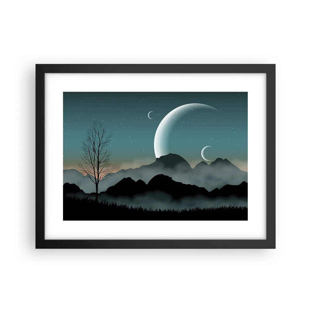 Plakat i sort ramme - Karneval i den stjerneklare nat - 40x30 cm