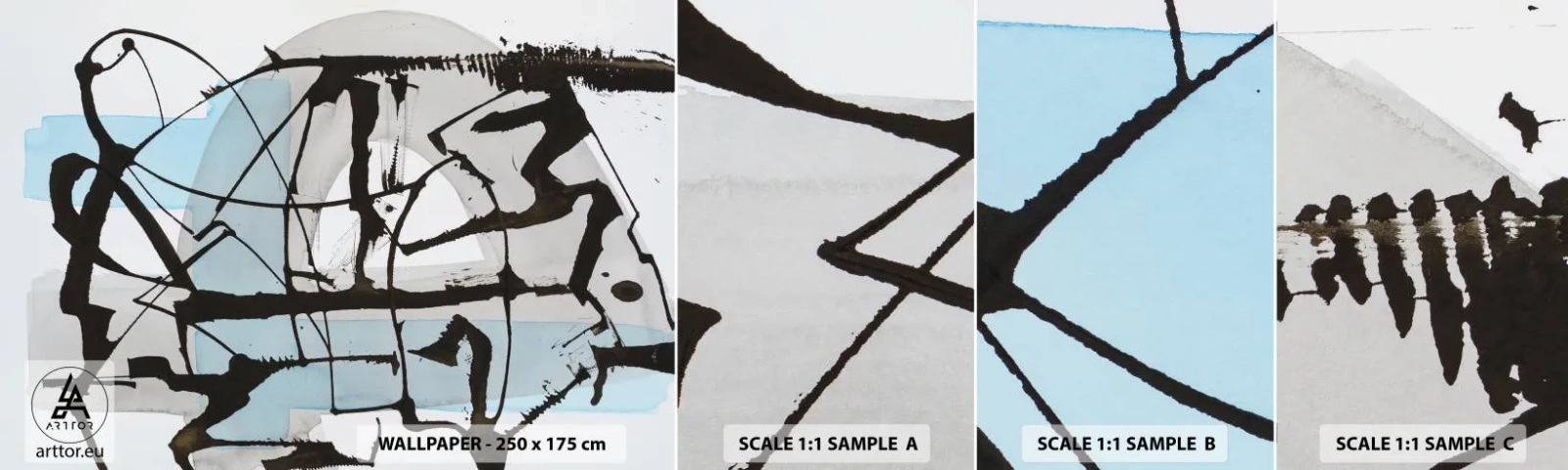 Fototapet Prøve Standard Eco - Ikke desto mindre blå - Abstraktion, Stykke, Kaos - 100x30 cm