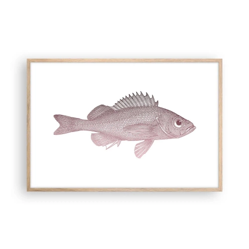 Plakat i ramme af lyst egetræ - Fisk med store øjne - 91x61 cm