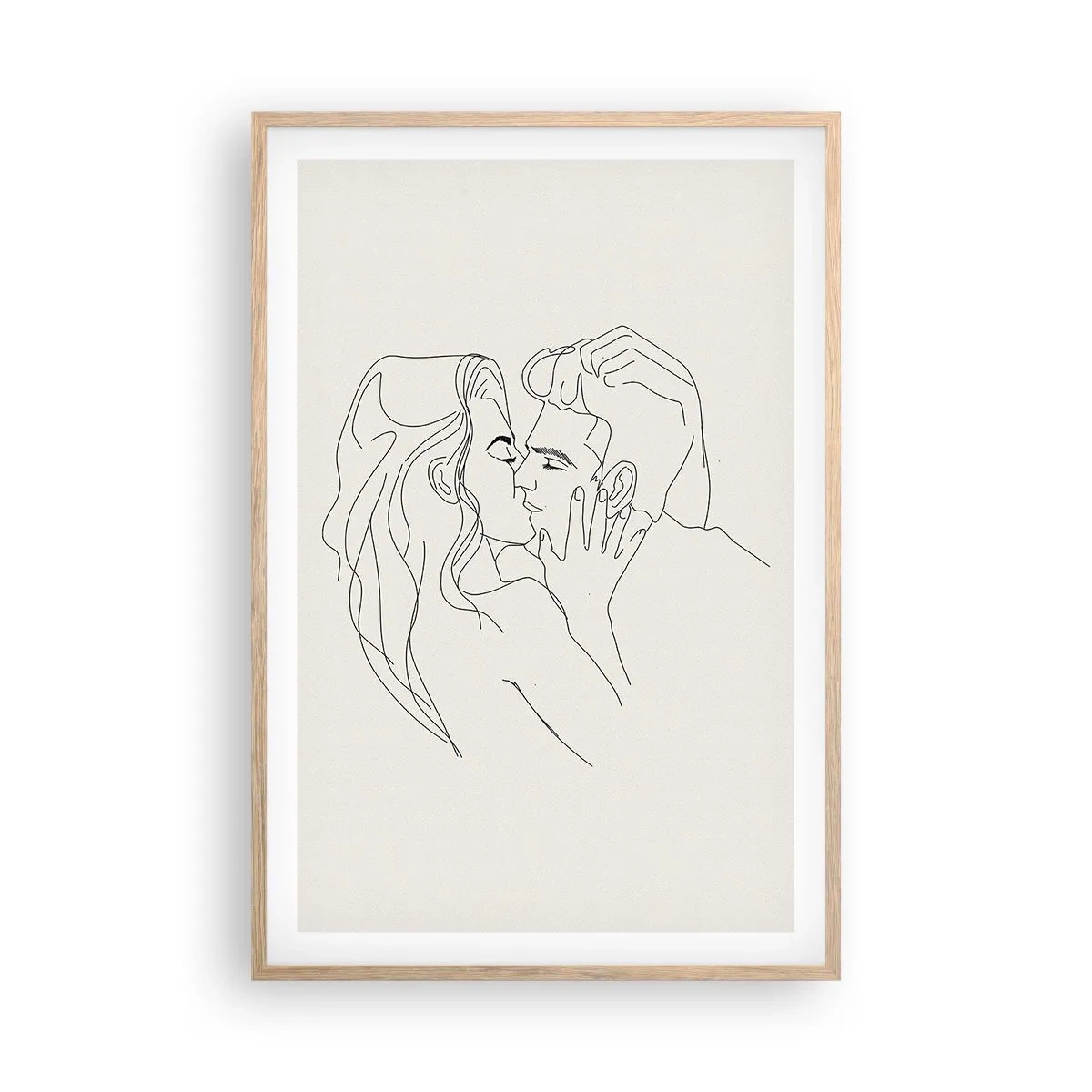 Plakat i ramme af lyst egetræ - Forviklet i følelser - 61x91 cm