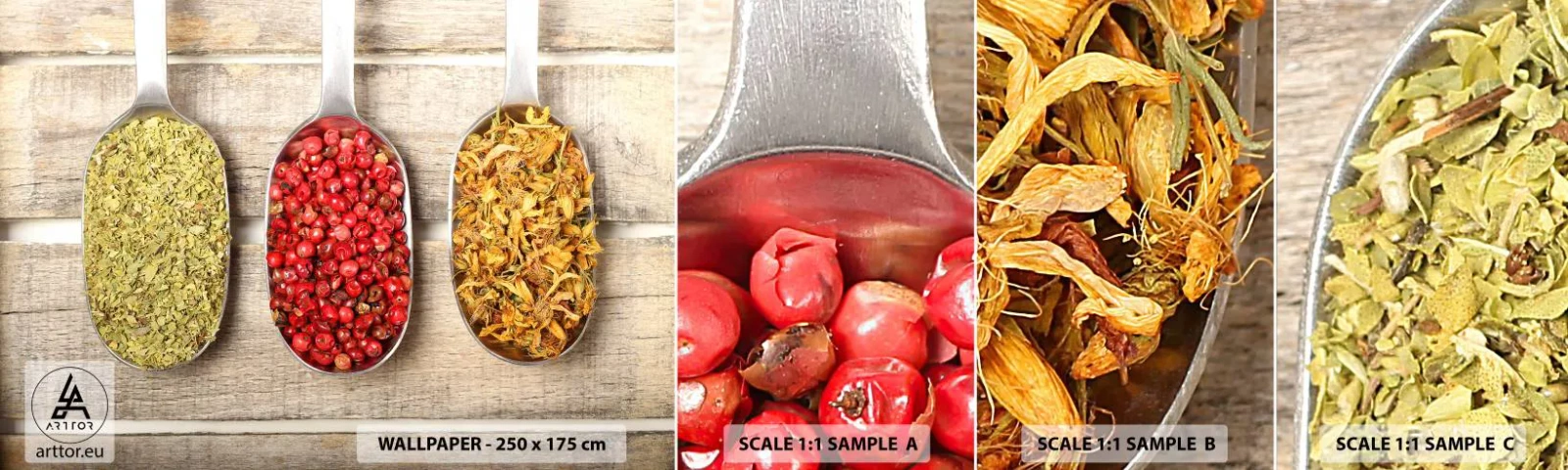 Fototapet Prøve Standard Eco - Magi i køkkenet - Gastronomi, Urtekrydderier, Urter - 100x30 cm