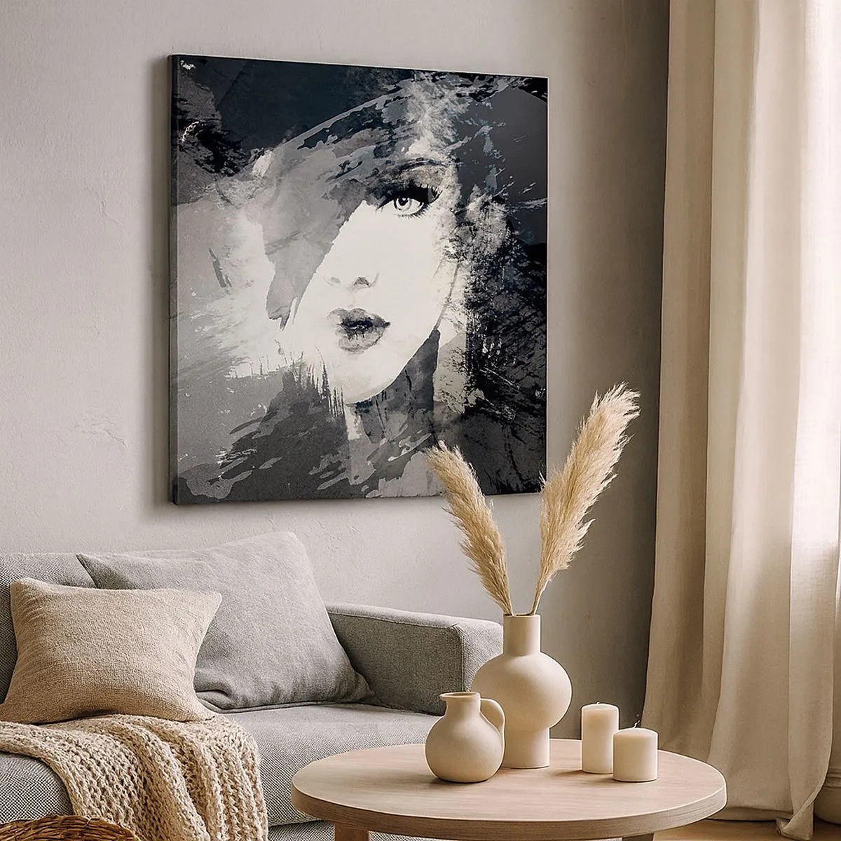 Lærredstryk - Billede på lærred - Bag et gråt slør - 30x30 cm