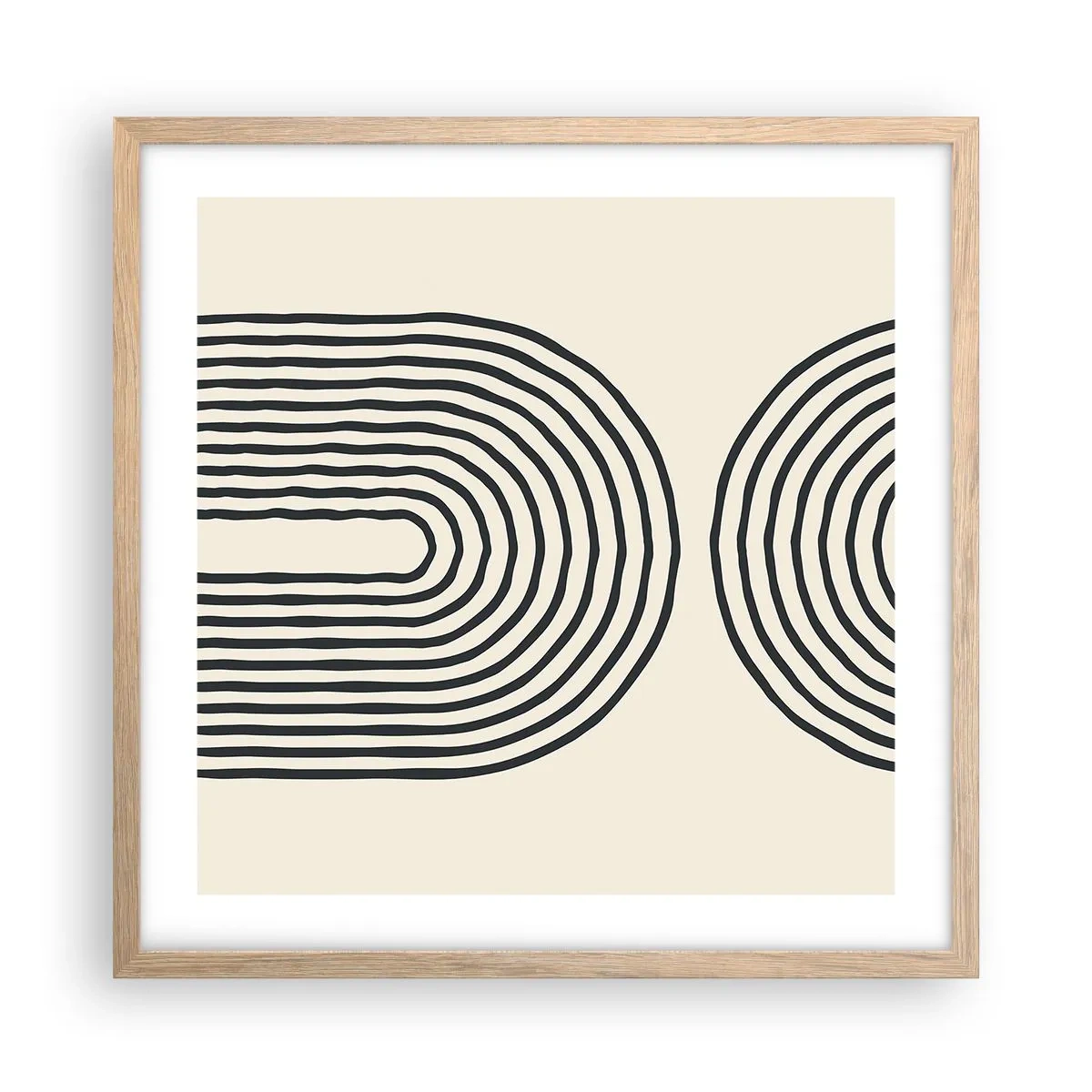 Plakat i ramme af lyst egetræ - Kommer snart... - 50x50 cm