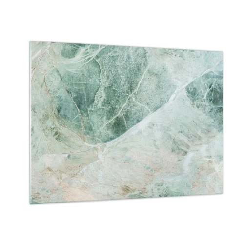 Billede på glas - Grøn-beige tekstur, der minder om natursten - 70x50cm - Den ædle kølighed af sten - Moderne vægdekoration til stue og soveværelse ARTTOR