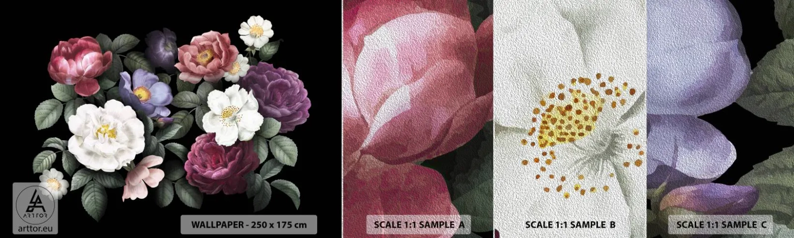 Prøve Fototapet Premium Sand - Fra en engelsk have - Blomster, Buket blomster, Blomsterarrangement - 100x30 cm