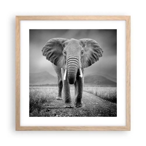 Plakat i ramme af lyst egetræ - Værten byder velkommen til - 40x40 cm