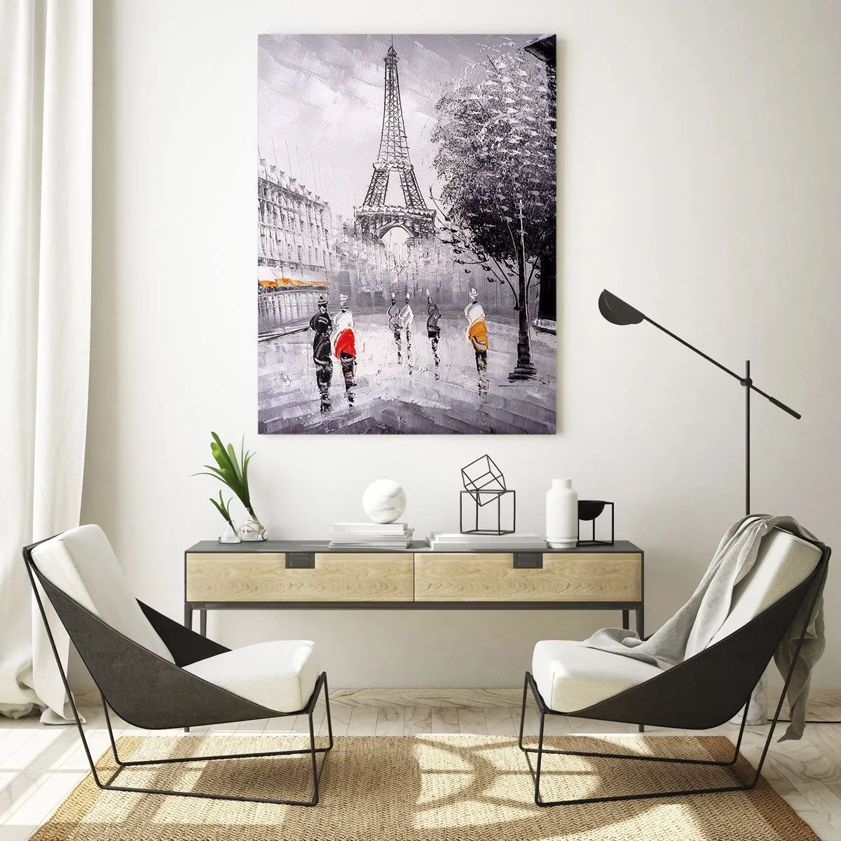 Billede på glas - En parisisk spadseretur - 70x100 cm