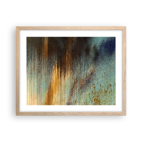 Plakat i ramme af lyst egetræ - En utilsigtet farverig komposition - 50x40 cm