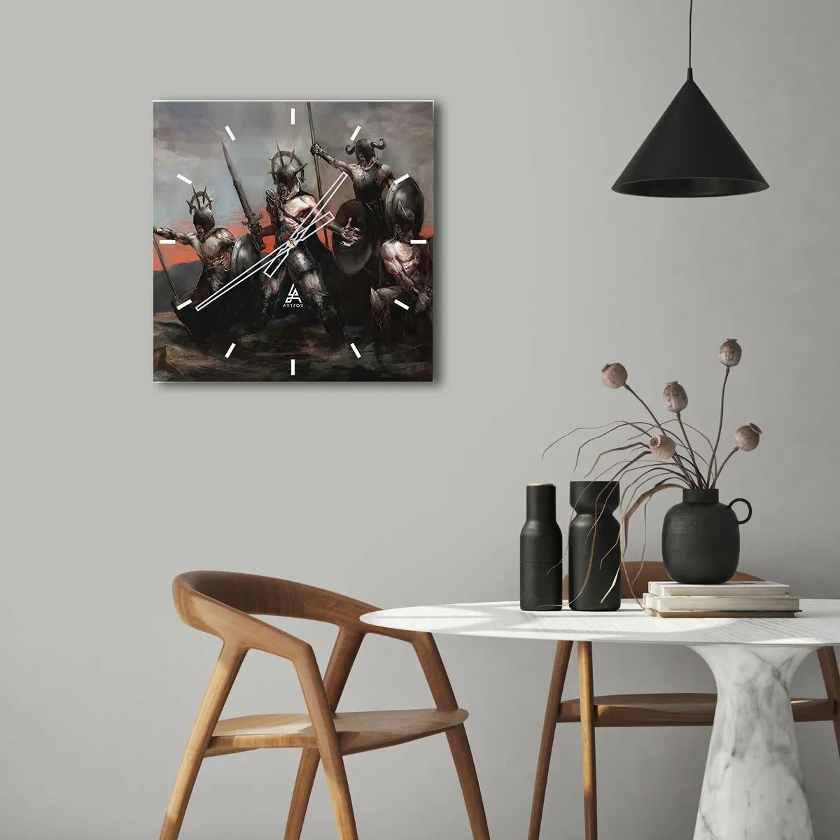 Vægur, Uret - Med et skjold eller på et skjold - 40x40 cm