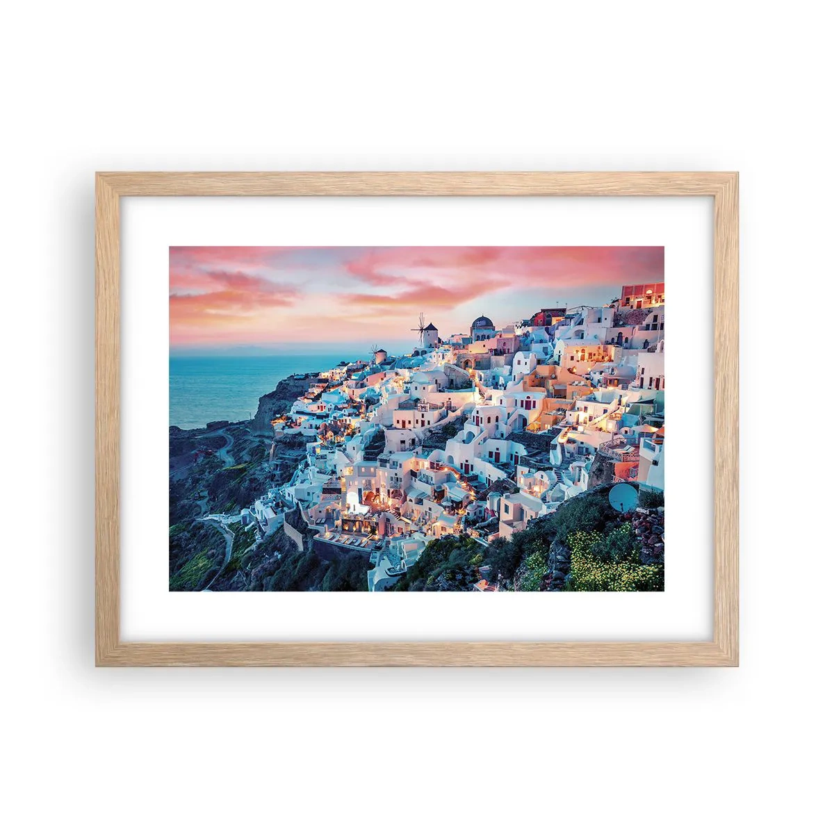 Plakat i ramme af lyst egetræ - Din store græske ferie - 40x30 cm