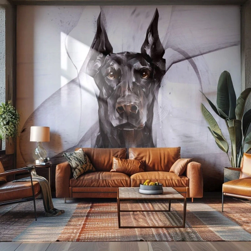 Fototapet Selvklæbende Deluxe Sticker - Nobelt født - Abstraktion, Doberman, Hund - 450x315 cm