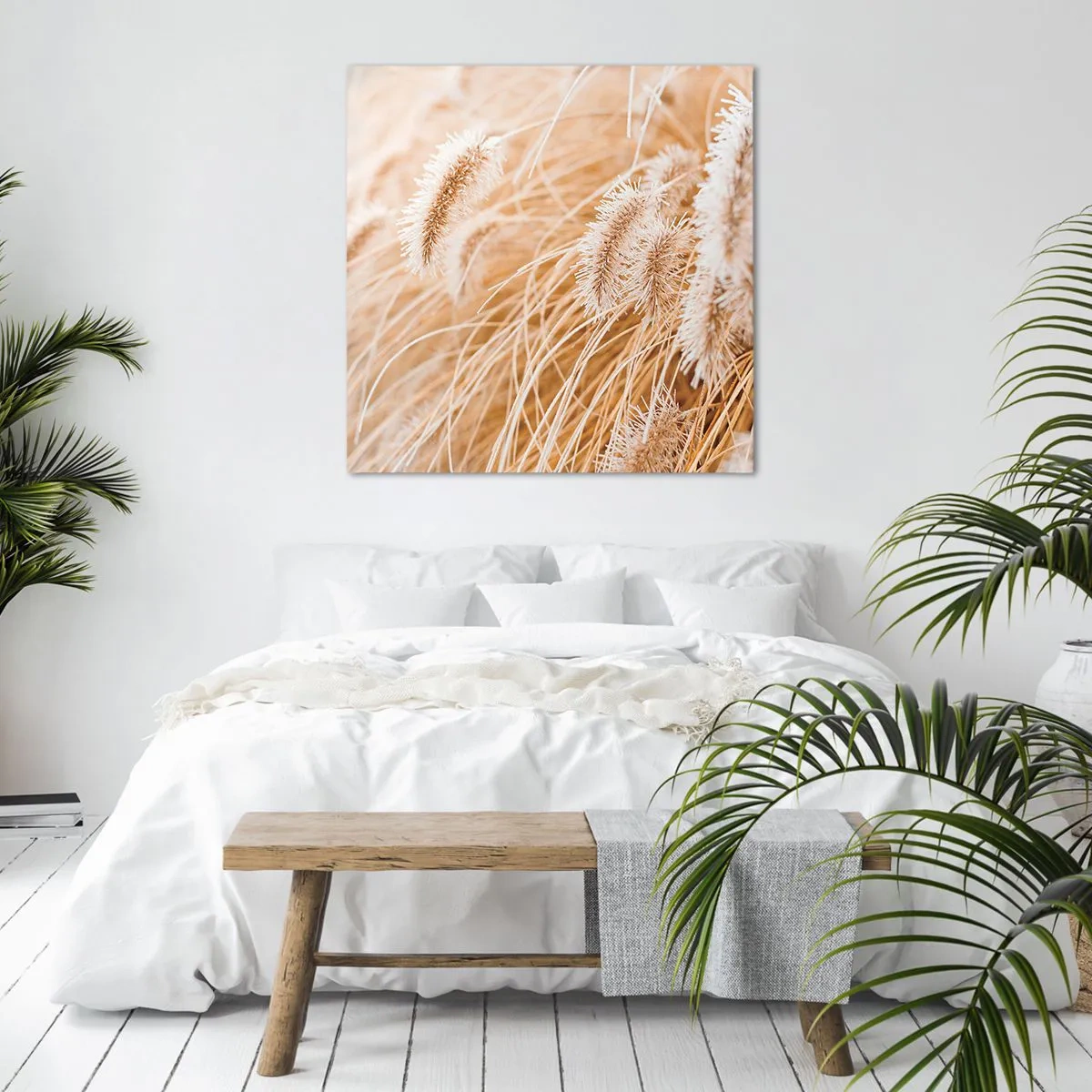 Lærredstryk - Billede på lærred - Gyldent susen af græsser - 40x40 cm