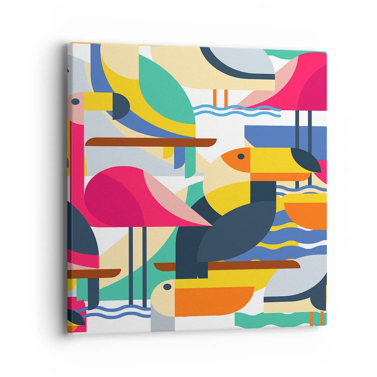 Lærredstryk - Billede på lærred - Fuglefest - 40x40 cm