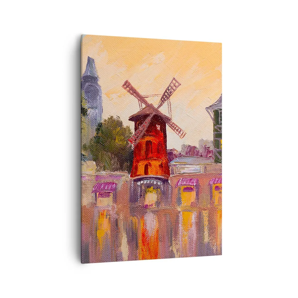 Lærredstryk - Billede på lærred - Parisiske ikoner - Moulin Rouge - 70x100 cm