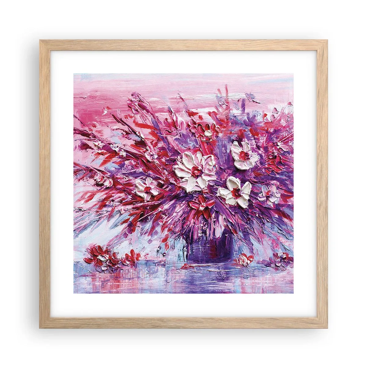 Plakat i ramme af lyst egetræ - Uskyld og lidenskab  - 40x40 cm