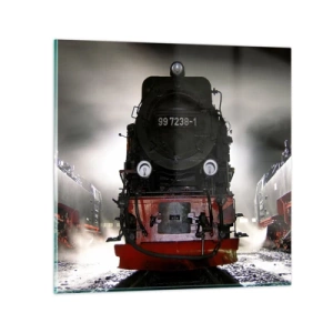 Billede på glas - Han står og gisper, han gisper og puster. - 50x50 cm