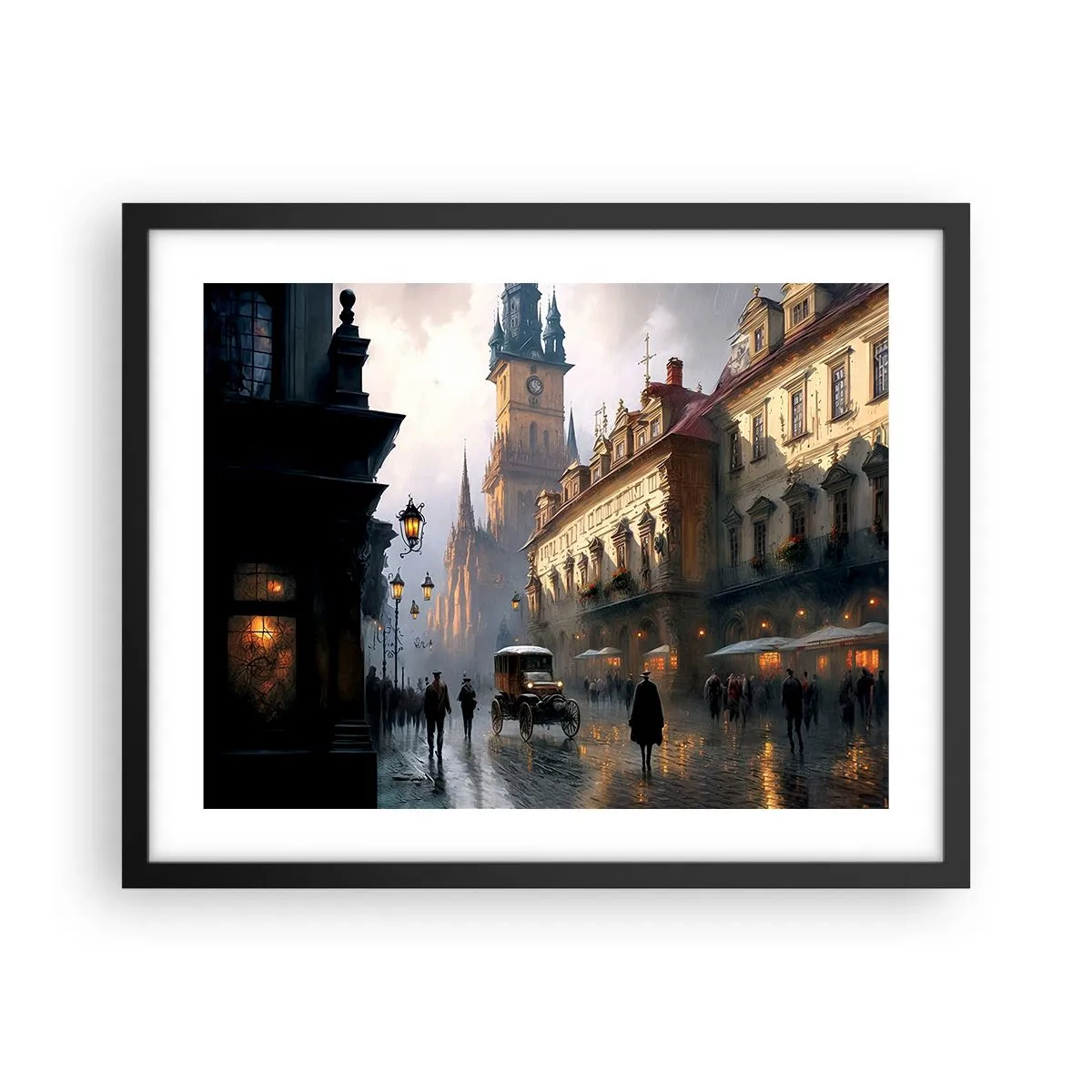 Plakat i sort ramme - Magien i en aften i Prag - 50x40 cm