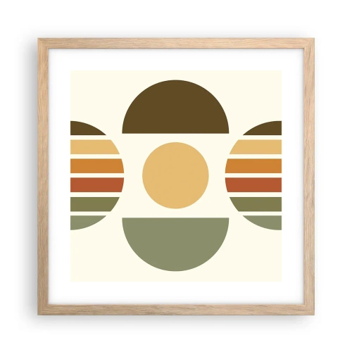 Plakat i ramme af lyst egetræ - I jordfarver - 40x40 cm