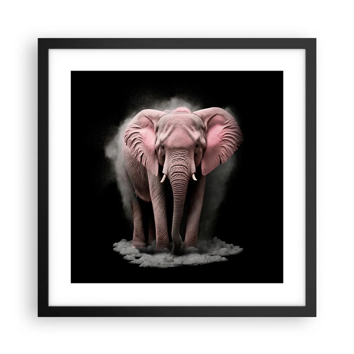 Plakat i sort ramme - Tænk ikke på en lyserød elefant! - 40x40 cm